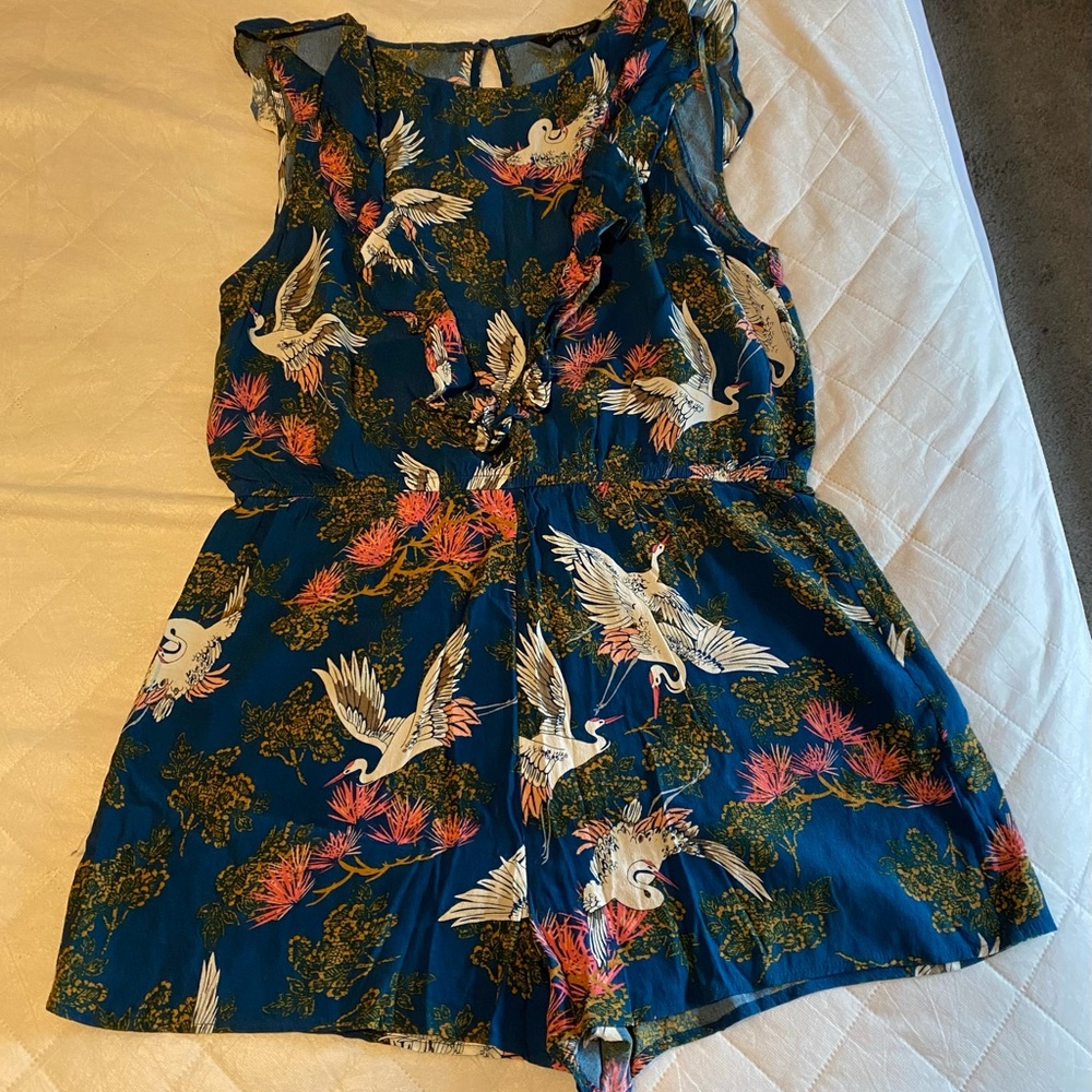 Express Floral Bird Print Romper